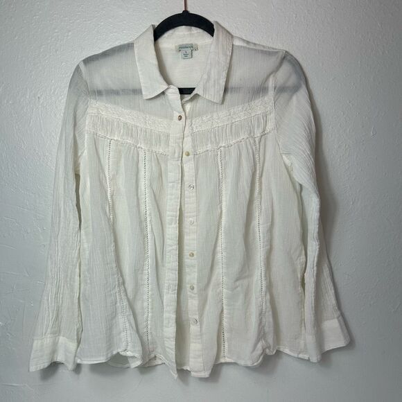 Sundance white bohemian button down blouse size small - Picture 1 of 7